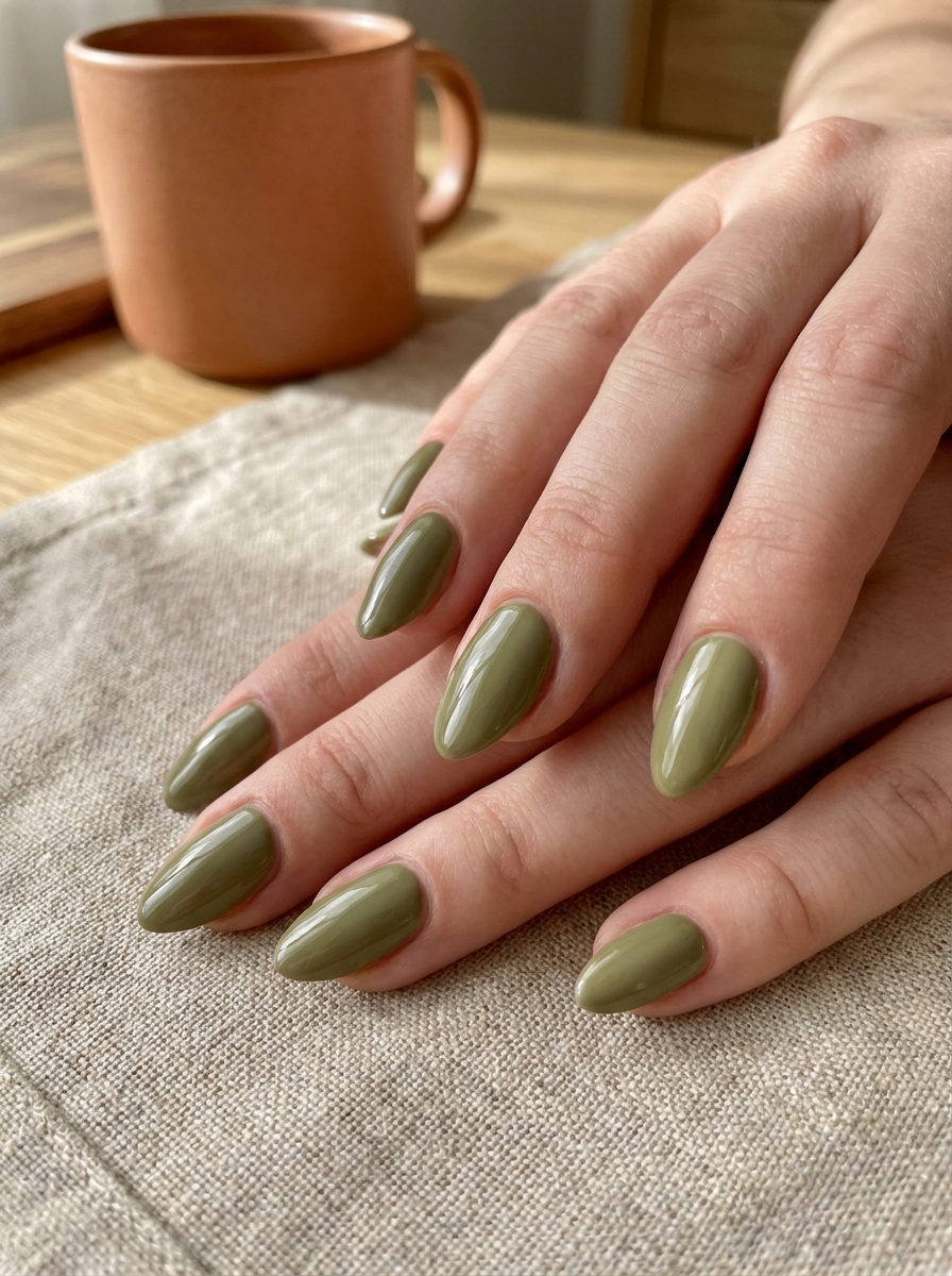 Olive Almond Nails